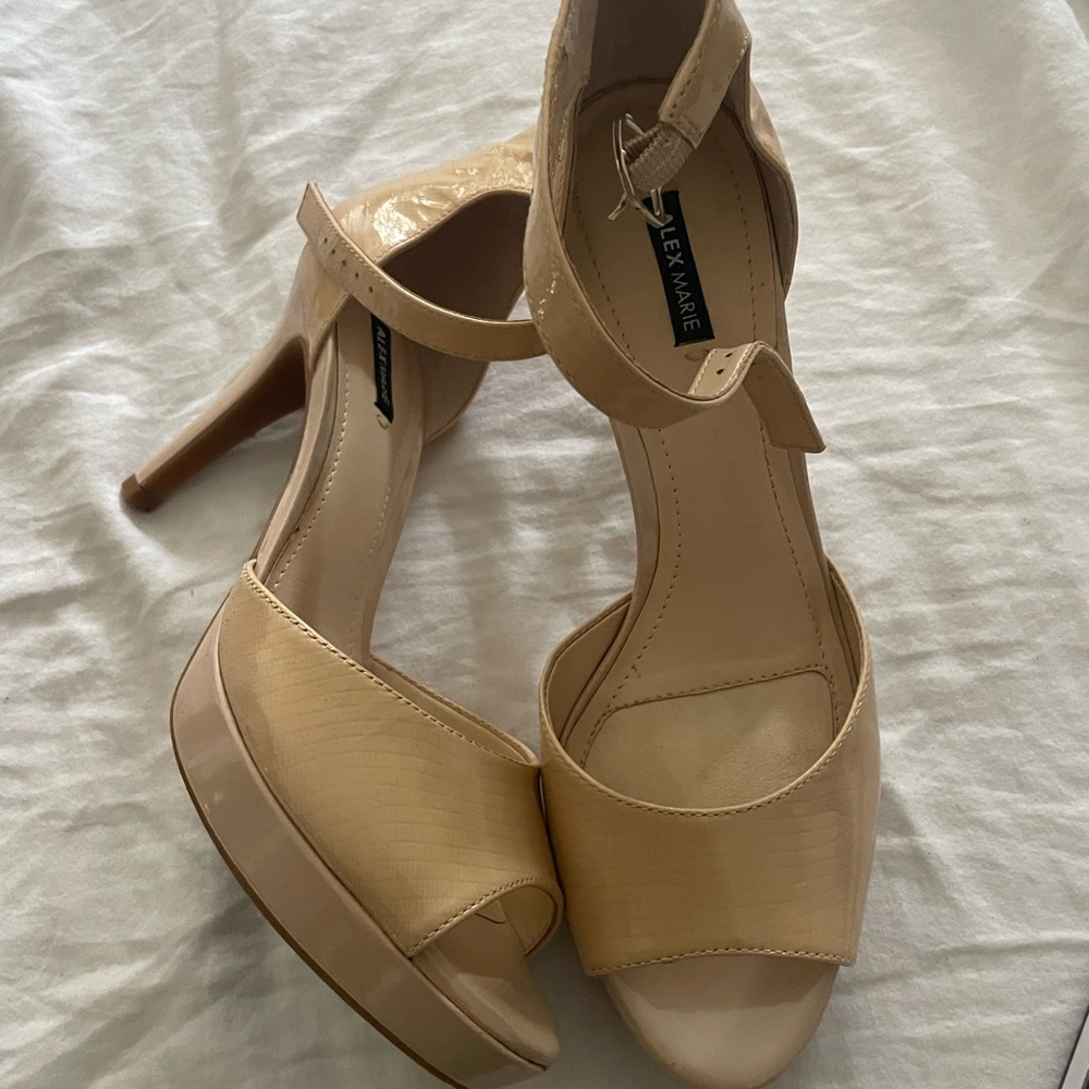 Alex Marie Cream Heels with Ankle Strap and Stiletto
